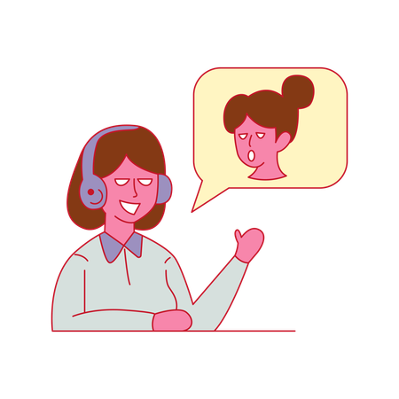 Chica trabajando en call center  Ilustración