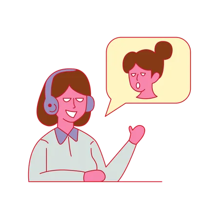 Chica trabajando en call center  Ilustración