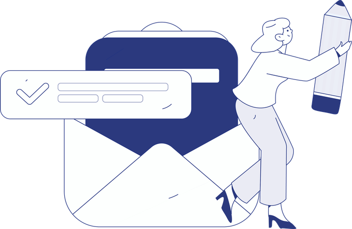 Chica trabajando en la revisión del cliente  Illustration