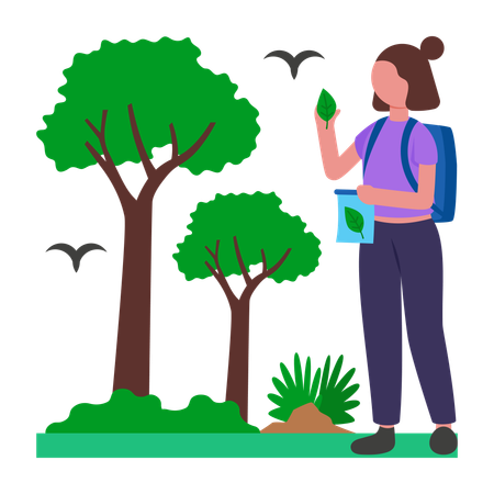 Chica trabajando en un estudio ambiental  Ilustración