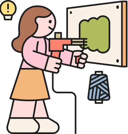 Chica tufting usando pistola  Illustration