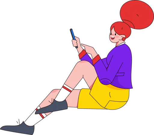 Chica usando movil  Ilustración