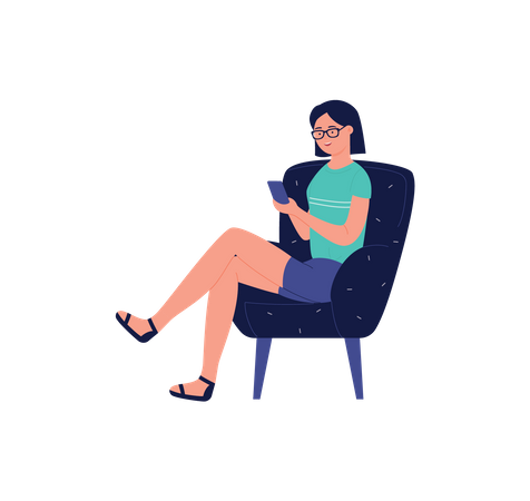 Chica usando movil  Illustration