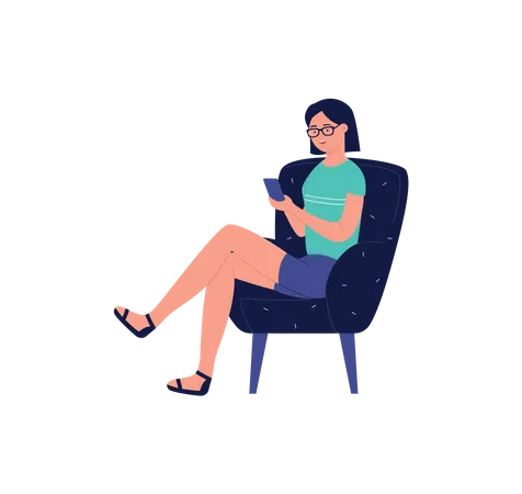 Chica usando movil  Illustration