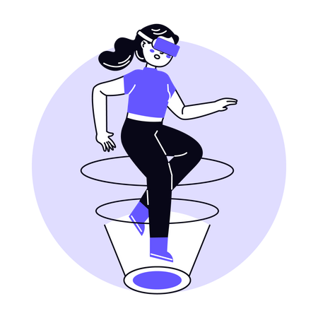 Chica usando tecnología metaversa  Ilustración