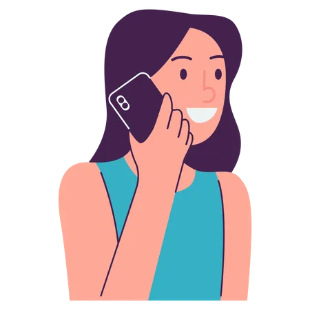 Chica usando el telefono  Ilustración