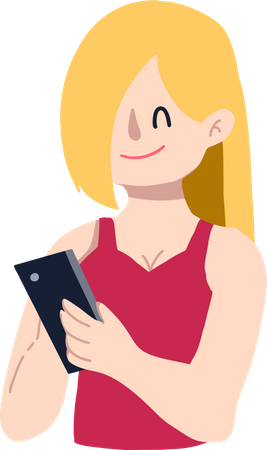 Chica usando teléfono  Ilustración