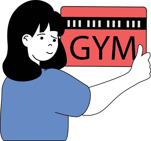 La chica va al gimnasio a hacer ejercicio.  Illustration