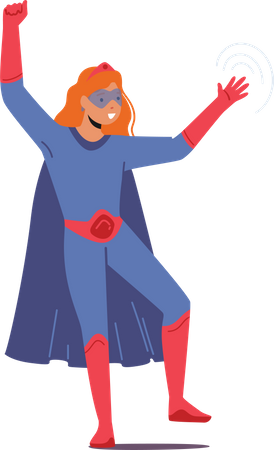 Chica valiente disfrazada de superhéroe  Ilustración