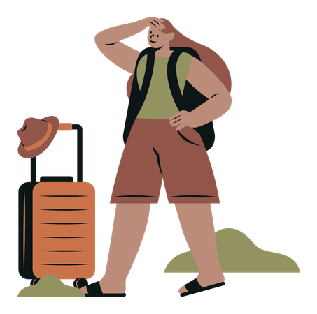 Chica viajando de vacaciones  Ilustración