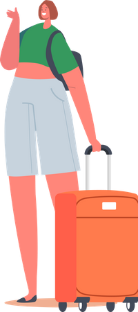 Chica viajera con equipaje  Ilustración