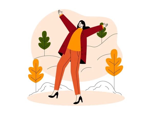 Chica con ropa de otoño  Ilustración