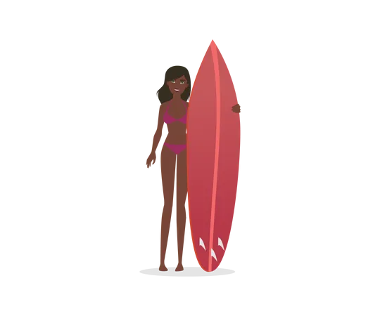 Chica yendo a surfear  Ilustración