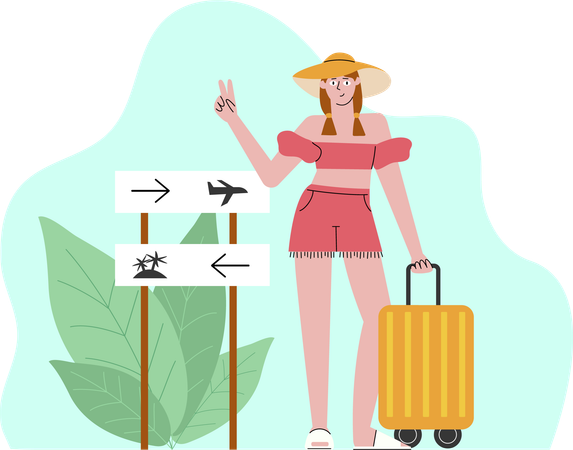 Chica yendo de vacaciones  Ilustración