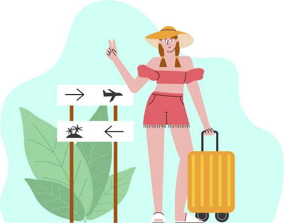 Chica yendo de vacaciones  Ilustración