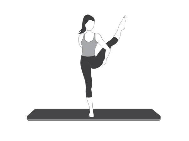 Chica de yoga de pie sobre una pierna  Ilustración