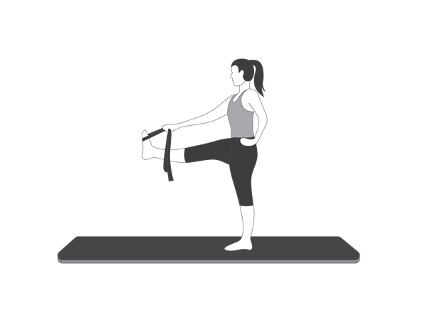 Chica de yoga de pie sobre una pierna  Ilustración