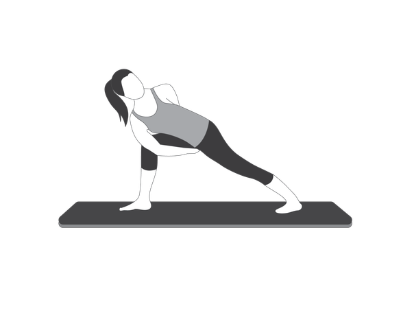 Chica de yoga haciendo ángulo lateral girado  Ilustración