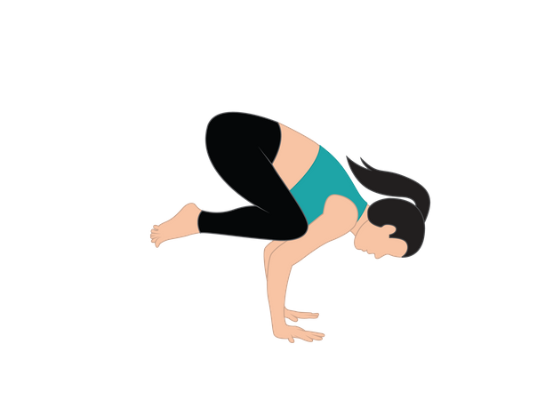 Chica de yoga haciendo bakasana  Ilustración