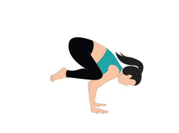 Chica de yoga haciendo bakasana  Ilustración