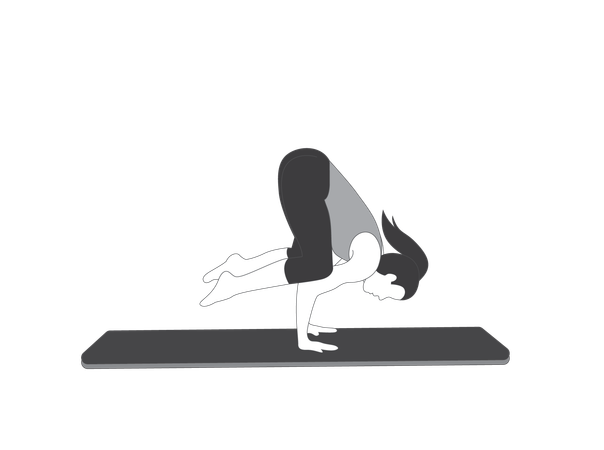 Chica de yoga haciendo bakasana  Ilustración