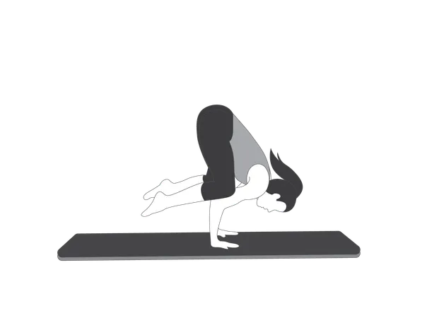 Chica de yoga haciendo bakasana  Ilustración