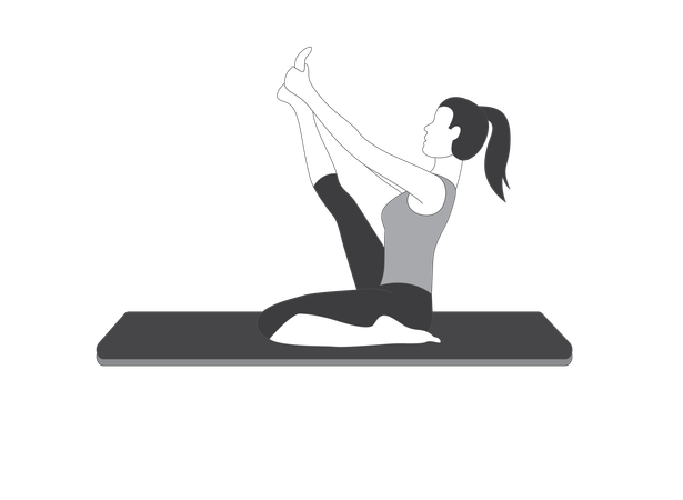 Chica de yoga haciendo ejercicio de estiramiento de piernas  Ilustración