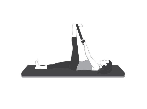 Chica de yoga haciendo estiramientos de piernas  Ilustración