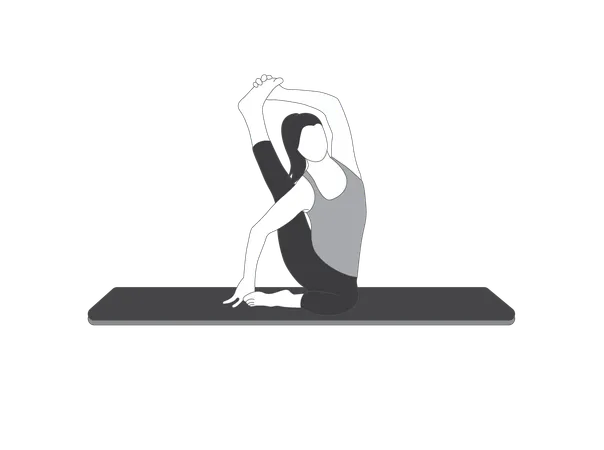 Chica de yoga haciendo yoga de estiramiento de piernas  Ilustración