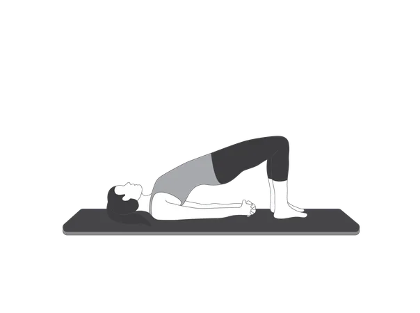 Chica de yoga haciendo medio puente  Ilustración