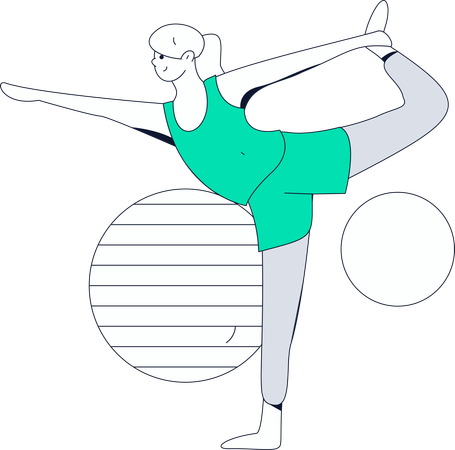 Chica de yoga haciendo Natrajasana  Ilustración