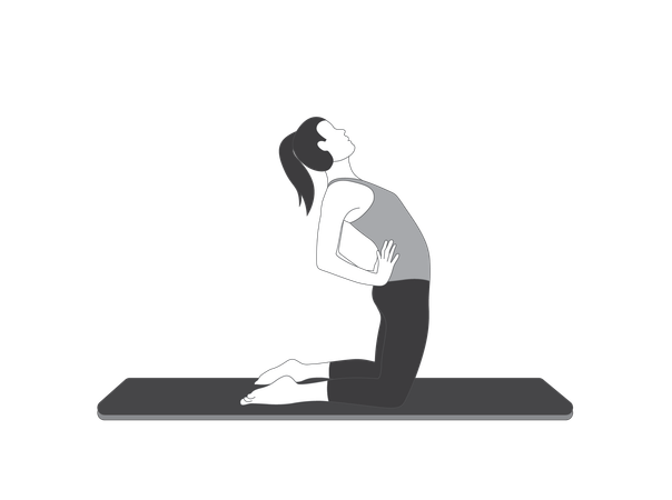 Chica de yoga haciendo pose hacia atrás  Ilustración