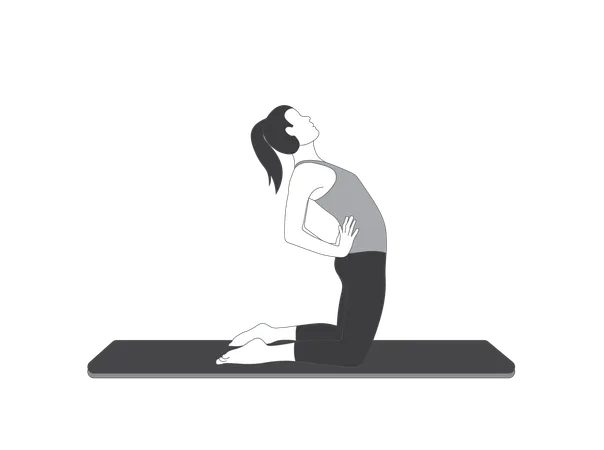Chica de yoga haciendo pose hacia atrás  Ilustración
