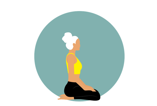 Chica de yoga haciendo pose vajrasana  Illustration