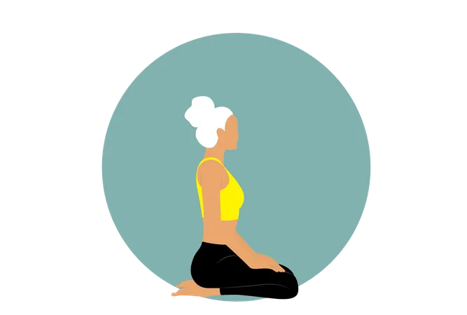 Chica de yoga haciendo pose vajrasana  Illustration