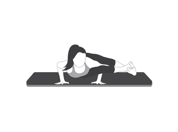 Chica de yoga haciendo postura de ocho ángulos  Ilustración
