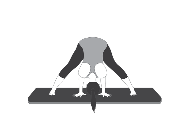 Chica de yoga haciendo Prasarita Padottanasana  Ilustración