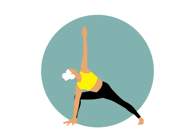 Chica de yoga haciendo Utthita Trikonasana  Illustration