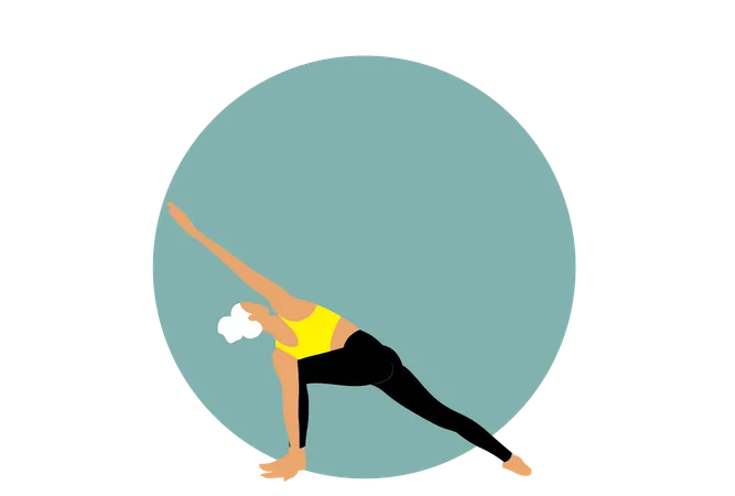 Chica de yoga haciendo Utthita Trikonasana  Illustration