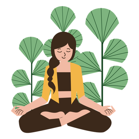 Chica yoga meditación  Ilustración