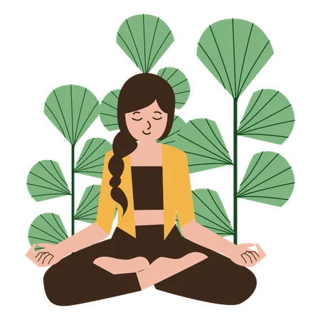 Chica yoga meditación  Ilustración