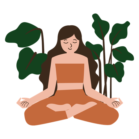 Chica yoga meditación  Illustration