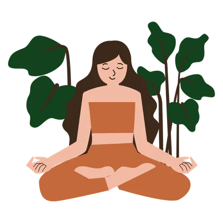 Chica yoga meditación  Illustration