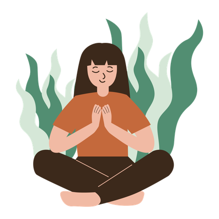 Chica yoga meditación  Illustration