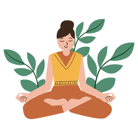 Chica yoga meditación  Illustration