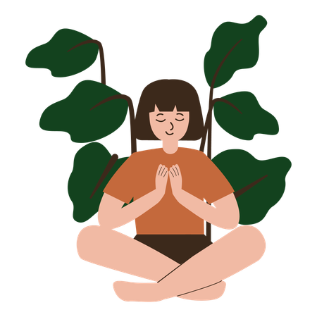 Chica yoga meditación  Illustration