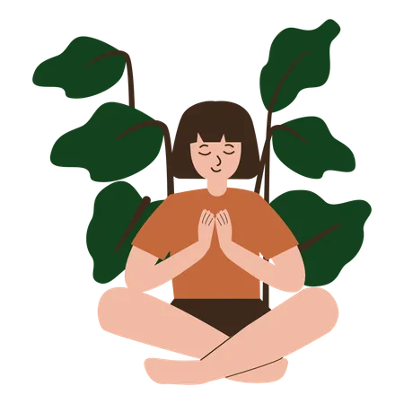 Chica yoga meditación  Illustration