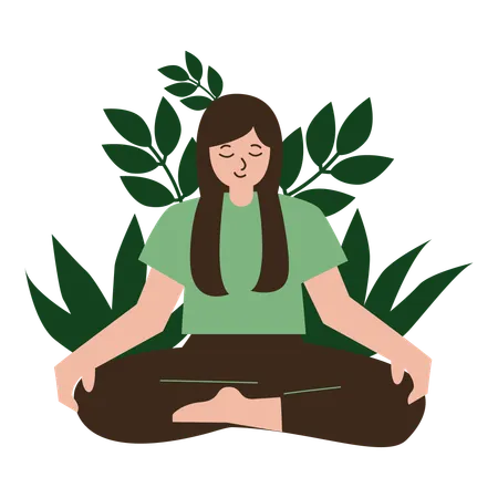 Chica yoga meditación  Illustration