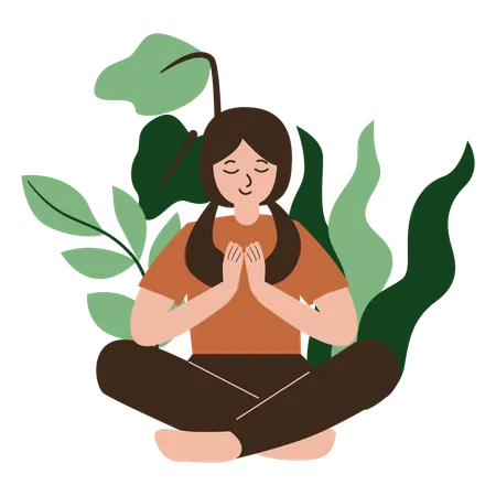 Chica yoga meditación  Illustration