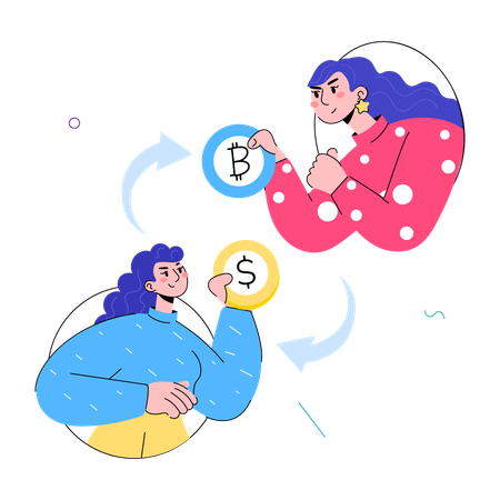 Chicas intercambiando moneda  Ilustración